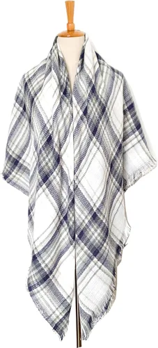 Vista 56 de Wander Agio - Bufanda envolvente con diseño a cuadros o triangular para mujer, cálida y larga, de punto, sensación de cachemira, chal