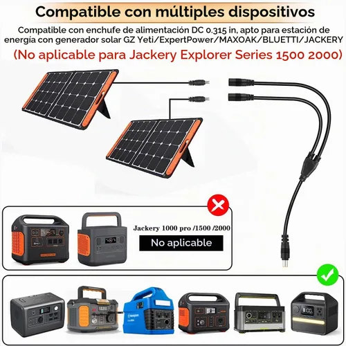 Vista 5 de Combiner 0.315 in 3.3ft 14AWG DC 0.315 in macho a hembra 2X Combiner Cable Y Splitter Solar Paralelo Cable adaptador para Jackery/Goal