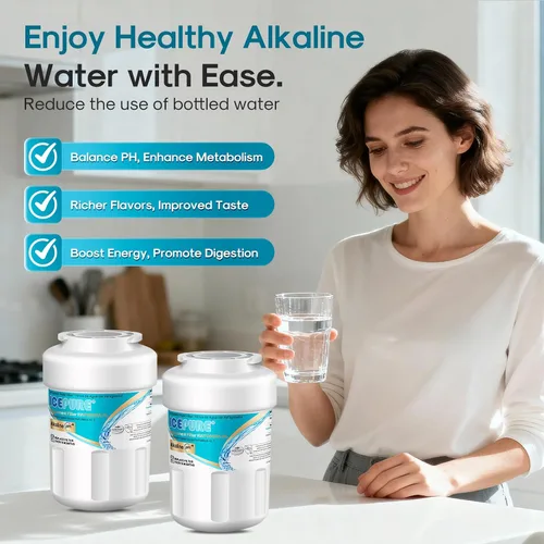 Vista 9 de ICEPURE Alkaline RWF0600A-AL Filtro de agua para refrigerador, reemplazo para GE MWF, MWFA, MWFINT, MWFP, GWF, 46-9991, Kenmore® 9991, WFC1201