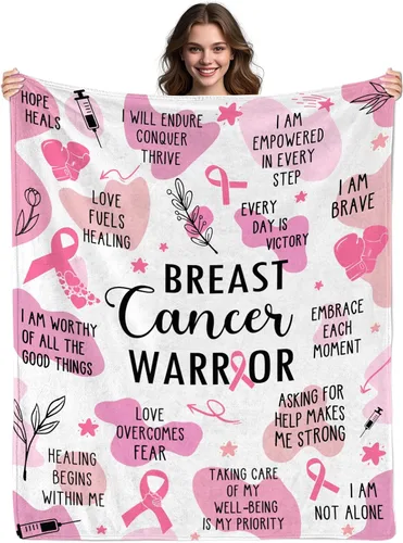 Vista 8 de Manta de cáncer de mama para mujer, regalos para sobrevivientes de cáncer de mama para mujeres, regalos inspiradores para mujer, manta de regalo