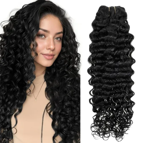 Vista 58 de Hetto . Extensiones de cabello humano rizado con clip, color #1 negro azabache, extensiones de cabello humano ondulado natural para cabeza completa