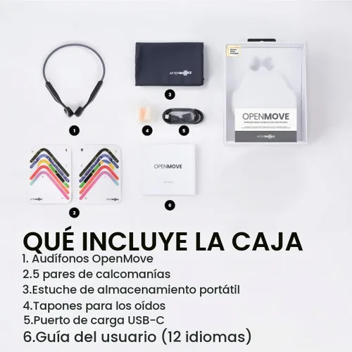Vista 8 de Aftershokz OpenMove (renombrado como Shokz OpenMove) Auriculares inalámbricos Bluetooth de conducción ósea abierta, incluye paquete