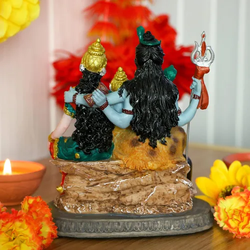 Vista 9 de Estatua de la familia de Dios Shiva de la India, de 6.1 pies de altura, ídolos hindúes Shiva, escultura familiar Ganesh Parvati Murti Moorti Pooja