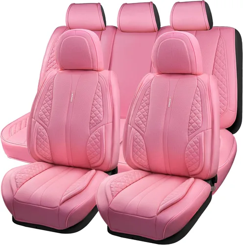 Vista 16 de CAR PASS Juego completo de fundas de cuero de napa para asiento de automóvil, protector impermeable duradero y acolchado, ajuste universal