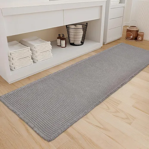 Vista 13 de ZALL - Tapete de baño de punto gofre beige, súper absorbente, antideslizante, largo, color crema, 24 x 72 pulgadas, lavable a máquina, ultra suave