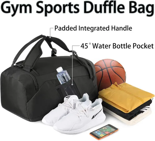 Vista 6 de MATEIN Bolsa de gimnasio para hombres mochila de gimnasio grande de 45 L bolsa de lona deportiva con compartimento para zapatos mochila de viaje