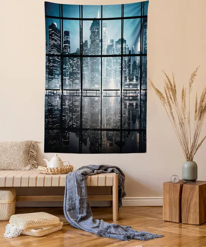 Vista 19 de Ambesonne Tapiz de arte afro, hombre negro fuerte con una corona de trazos impresión de pintura moderna, decoración de tela para colgar en la pared