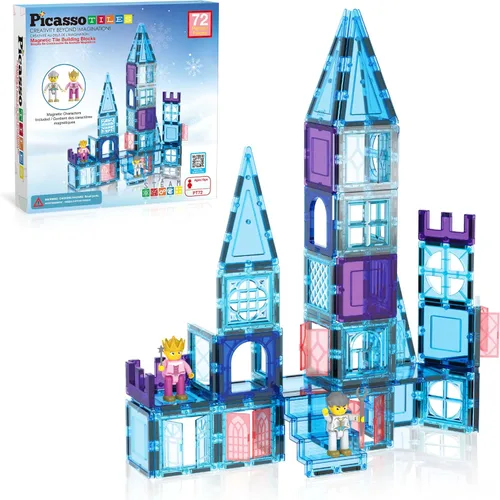 Vista 10 de PicassoTiles Bloques Magnéticos de Azulejos Espejo para Construcción, Regalos Sensoriales de Construcción Juego de Expansión Cuadrado de Imanes