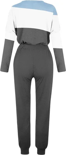 Vista 5 de JMMSlmax Jogger Sets for Women 2 Piece Long Pants Crew Neck Long Sleeve Shirts Drawstring Sweatpants Pocket Soft Lounge Sets