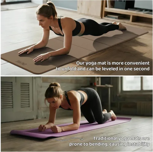 Vista 3 de Foldable Yoga Mat Exercise Mat for Home Workout, Comfortable and Durable, 8mm Thick Portable Folding Mat, Non-Slip, Pilates Mat Thick, Outdoor Use