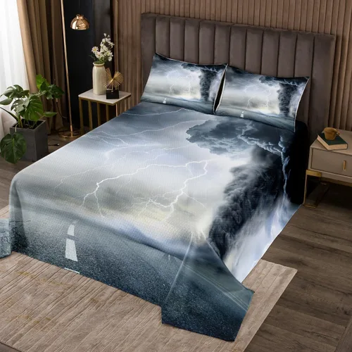 Vista 10 de Feelyou Colchas con estampado de piel de vaca, tamaño King, colcha acolchada de piel de vaca rústica para cabaña y cabaña, juego de colcha con Multi