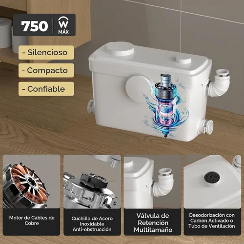 Vista 3 de 750PRO - Sistema de inodoro macerante mejorado con bomba para subida