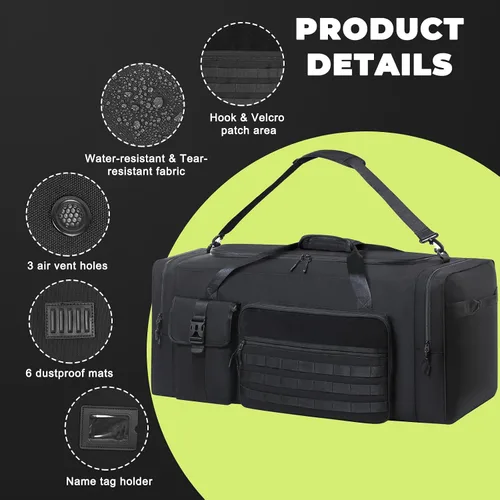 Vista 3 de Bolsa de lona extra grande de 36 pulgadas para gimnasio y viajes, 130 L, bolsa de equipo de gran tamaño para baloncesto, béisbol, hockey, fútbol