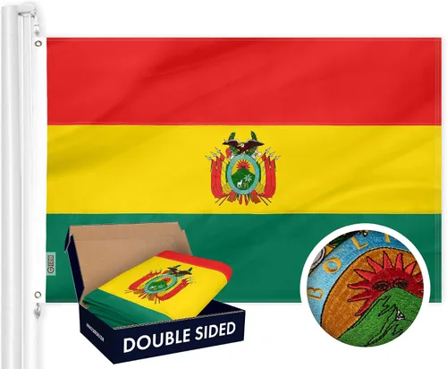 Vista 11 de G128 Bandera argentina 3 x 5 pies Serie doble ToughWeave Poliéster 210D bordado de doble cara Bandera de país, diseño bordado