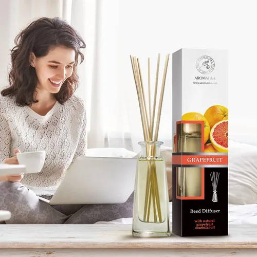 Vista 3 de AROMATIKA - Difusor de varillas de pomelo con aceite de pomelo, 3.5 onzas líquidas, juego de 9 piezas, difusor perfumado de varillas de aroma