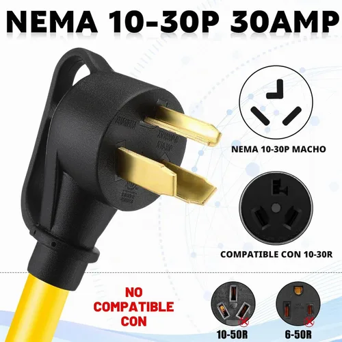 Vista 3 de Kanayu Cable adaptador de corriente RV de 30 amperios NEMA 10-30P a TT-30R Negro