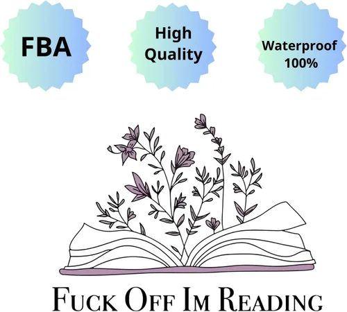 Vista 2 de 2 calcomanías con texto en inglés «Fuck Off I'm Reading» ("Fuck Off I'm Reading"). Divertidas calcomanías de libro, calcomanías para laptop