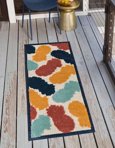 Vista 7 de Unique Loom Belize Outdoor Collection - Alfombra rectangular de 2 x 3 pies 1 pulgada, color negro y rojo óxido