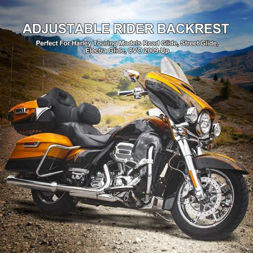 Vista 4 de Respaldo desmontable para conductor, respaldo ajustable con almohadilla para Harley Touring CVO Street Glide Road Glide Road King Ultra Limited