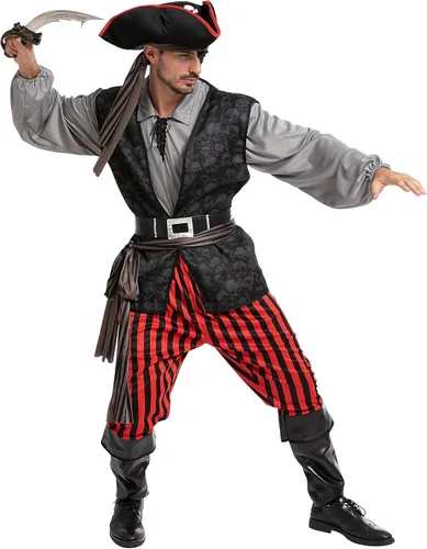 Vista 3 de Spooktacular Creations Disfraz de pirata para hombres adultos para Halloween fiesta de disfraces truco o trato fiesta de cosplay
