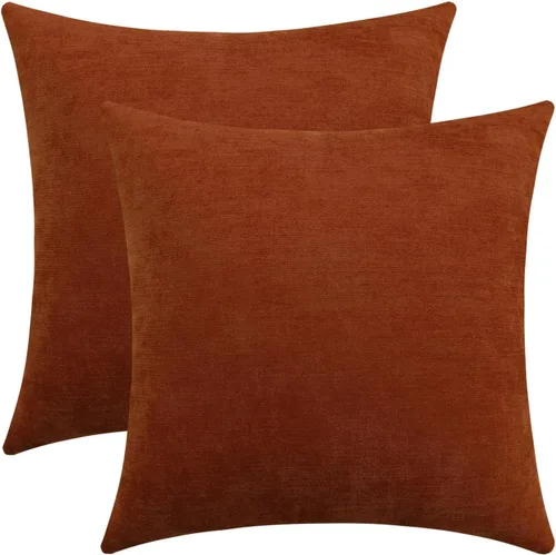 Vista 27 de Juego de 2 fundas de almohada decorativas de pana burdeos suaves y acogedoras, fundas de cojín cuadradas de chenilla para sofá, decoración de sala