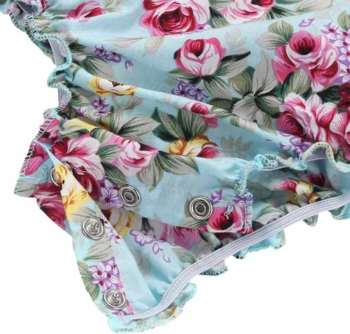 Vista 5 de Mameluco de verano con diseño floral y volantes para niña bebé, con diadema
