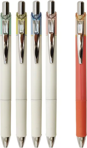 Vista 4 de Pentel EnerGel Clena - Bolígrafo retráctil de gel líquido, punta de aguja micro fina de 0.012 in, tinta negra, cuerpo azul saxo (BLN73LS-A)