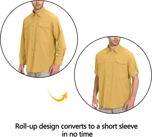Vista 6 de Little Donkey Andy Camisa de manga larga elástica de secado rápido para hombre, para senderismo, viajes