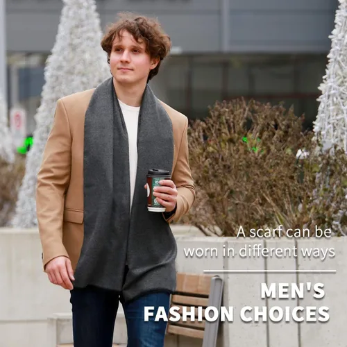 Vista 6 de FULLRON Bufanda de invierno para hombre, bufandas suaves y cálidas de cachemira
