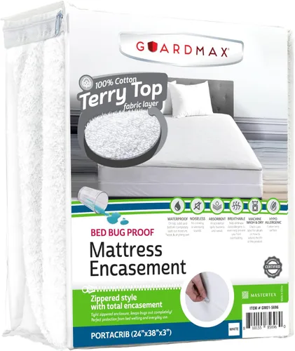 Vista 52 de Guardmax Funda de colchón individual con cremallera, protector de colchón 100% impermeable, suave y absorbente de algodón de rizo superior