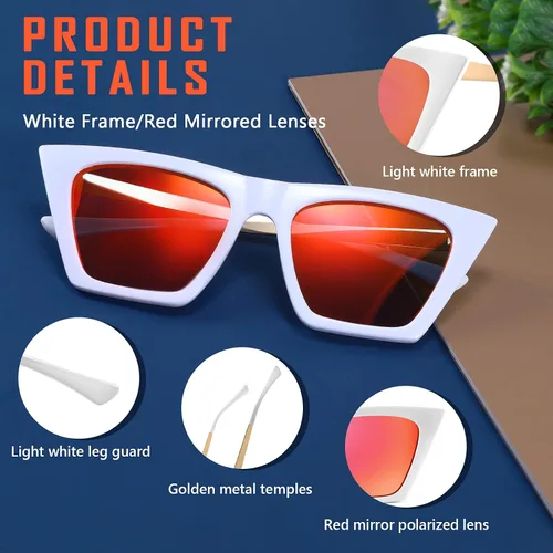 Vista 3 de FEISEDY Gafas de sol polarizadas vintage de ojo de gato cuadrado para mujer, gafas de sol polarizadas de moda Cateye B2692