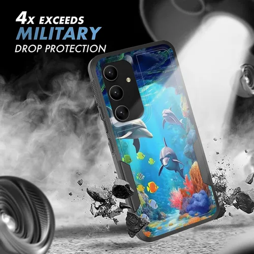Vista 364 de Funda para Galaxy A14 5G, resistente de doble capa híbrida de policarbonato duro, goma suave, a prueba de golpes, funda protectora resistente