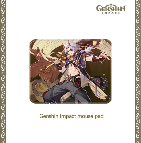 Vista 5 de LimuToy Genshin Impact Box Incluye caja ciega de figuras de impacto Genshin, bolsa de lona, bandera, figura de soporte, alfombrilla de mouse