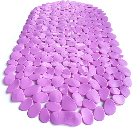 Vista 42 de Alfombra antideslizante para bañera y ducha "Pebbles" de 27 x 14 pulgadas, ovalada, no tóxica, segura, limpia, lavable a máquina, agarre y drenaje