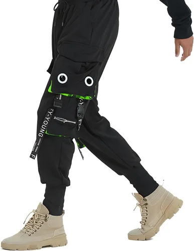 Vista 5 de Hello MrLin Pantalones deportivos para hombre, estilo punk, cargo, holgados, para hip hop, pantalones de harén, pantalones tácticos para atletismo