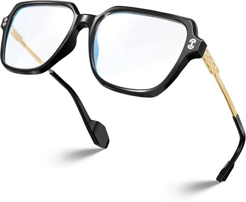 Vista 9 de VISOONE - Paquete de 2 anteojos de bloqueo de luz azul de gran tamaño con elegante marco cuadrado TR90 y patillas metálicas para mujeres y hombres