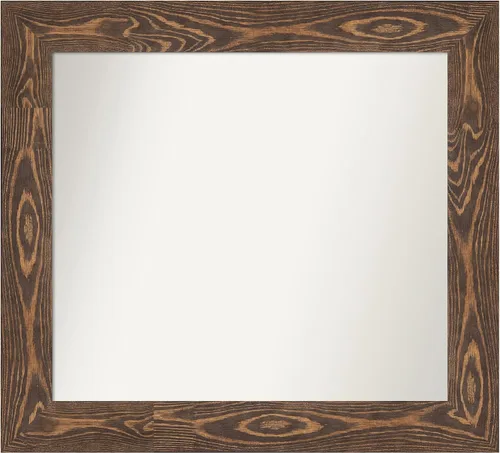 Vista 188 de Amanti Art Espejo de baño marrón para sobre fregadero, 26 x 26 pulgadas, espejo de tocador cuadrado marrón rústico Alexandria, marco de madera