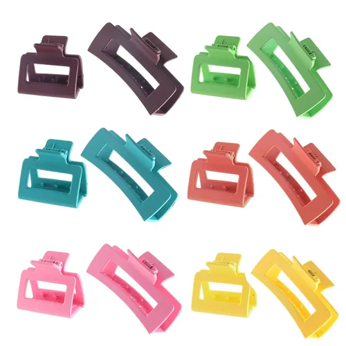 Vista 12 de Paquete de 12 pinzas tipo garra cuadradas negras, pinzas tipo garra rectangulares grandes y pequeñas neutrales, pinzas para cabello grandes mate