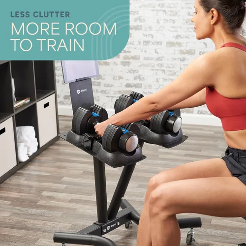 Vista 4 de Lifepro PowerFlow Pro Stand — Adjustable Dumbbell Stand & Rack with Locking Wheels Phone/Tablet Holder — Compatible with PowerFlow Plus, PowerUp