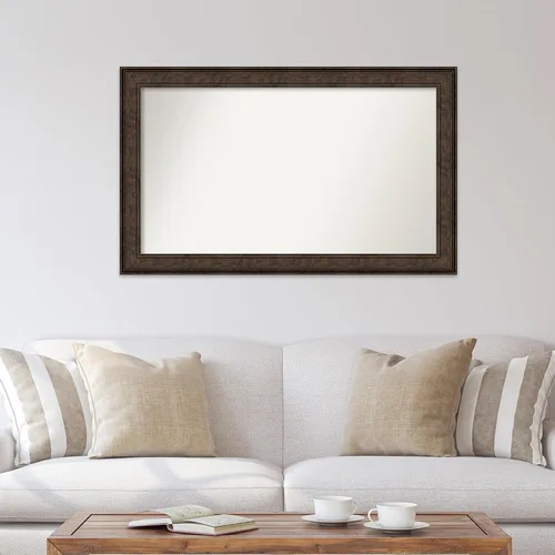 Vista 285 de Amanti Art Espejo de pared personalizado no biselado (25 x 25 pulgadas), marco de bronce acentuado, varios tamaños personalizados, espejo de baño