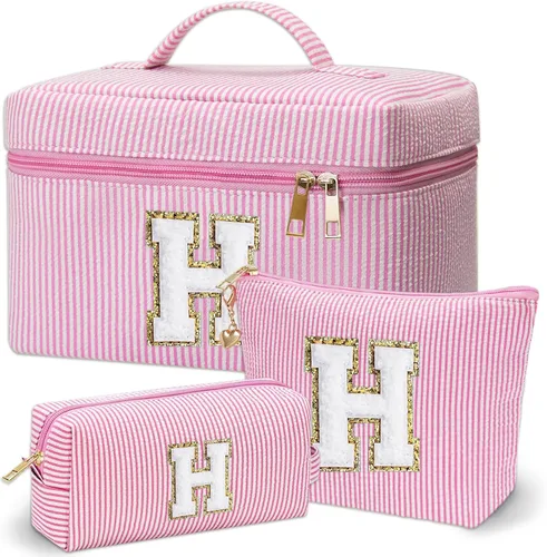 Vista 17 de Bolsa de maquillaje Adoryoung 3 piezas rosa+azul, Azul, A