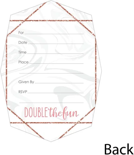 Vista 3 de Big Dot of Happiness It's Twin Girls - Tarjetas de invitación para baby shower con sobres, juego de 12 tarjetas de invitación para baby shower