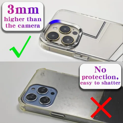 Vista 2 de Funda de espejo para iPhone 15 Pro para mujer, funda de acrílico con espejo que se puede utilizar para maquillaje al aire libre para niñas que aman
