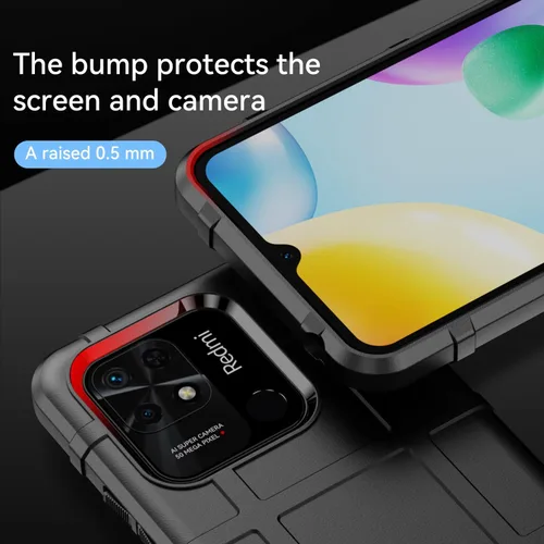 Vista 4 de CCSmall Funda para Xiaomi Redmi 10A Resistente Protección A Prueba De Golpes HD Negro