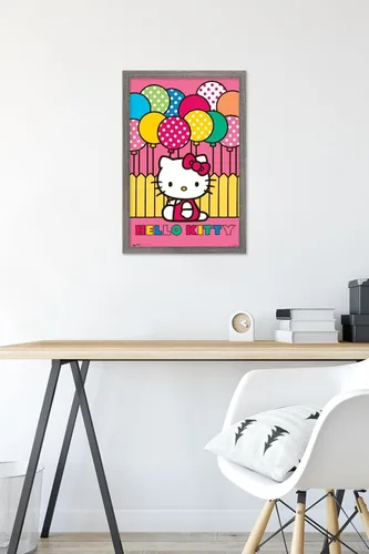 Vista 6 de Trends International Hello Kitty - Póster de pared de Mimmy, 14.725 x 22.375 pulgadas, versión enmarcada de madera de granero