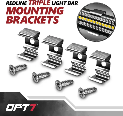 Vista 2 de OPT7 4 soportes de montaje para barra de luz LED de triple fila Redline (paquete de 2)