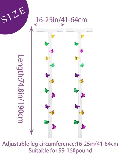 Vista 4 de deladola Bandas elásticas para las piernas, para rave, mariposa, para festivales de música, fiestas, disfraz antideslizante elástico para mujer