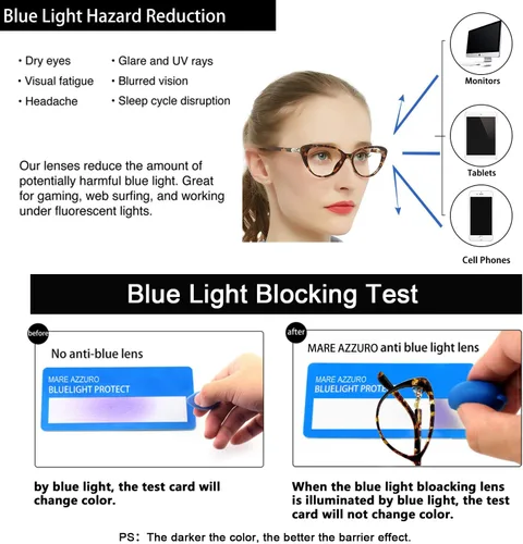 Vista 3 de MARE AZZURO Gafas de lectura progresivas multifocales con bloqueo de luz azul para mujer Cateye