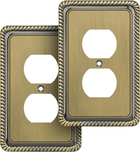 Vista 51 de Henne Bery Rope Edge - Placa decorativa de pared para interruptor (placa lisa, 2 unidades, bronce antiguo)