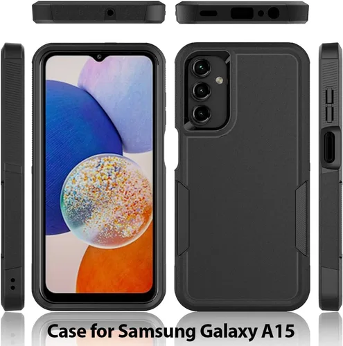 Vista 8 de Funda para Samsung Galaxy A15 5G: Funda protectora de doble capa resistente de servicio pesado para teléfono celular a prueba de golpes rugosa